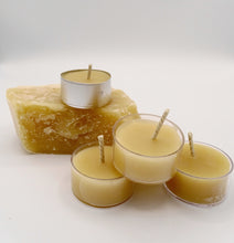 Load image into Gallery viewer, 100% beeswax tealight candles.  available in tin cups 
