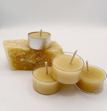 Load image into Gallery viewer, 100% beeswax tealight candles.  available in tin cups