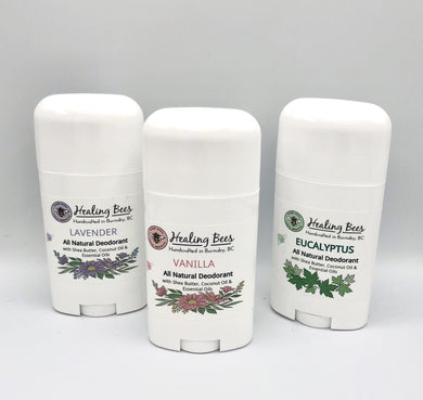 Made with Shea Butter, Coconut Oil and Essential Oils, these natural deodorants will keep you fresh scented without the use of harmful chemicals.​