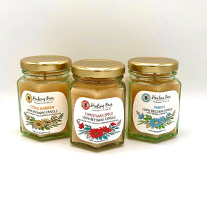 scented candles with essential oils and 100% beeswax