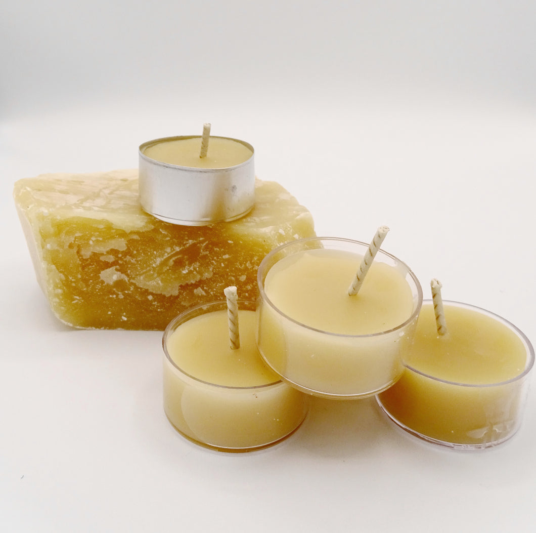 Tea light beeswax candles made with 100% beeswax, natural candles