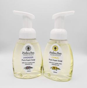 a natural foam soap with castile soap and essential oils. 