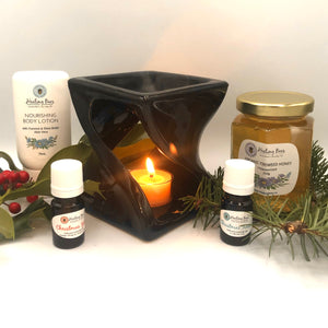 diffuser with essential oils and organic honey and body lotion