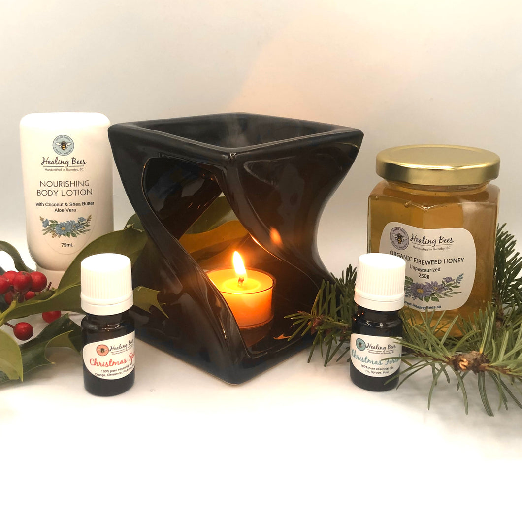 diffuser with essential oils and organic honey and body lotion
