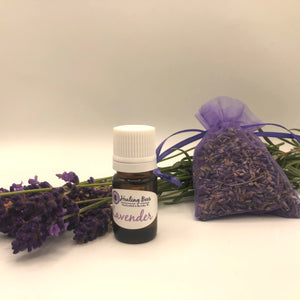 organically grown lavender in our own garden to help keep those pesky moths away from your closet.  come with 5mL of Lavender essential oil