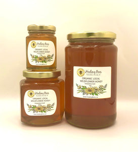 organic local honey collected in urban North Burnaby.  A mix of wildflowers and spring flowers.
